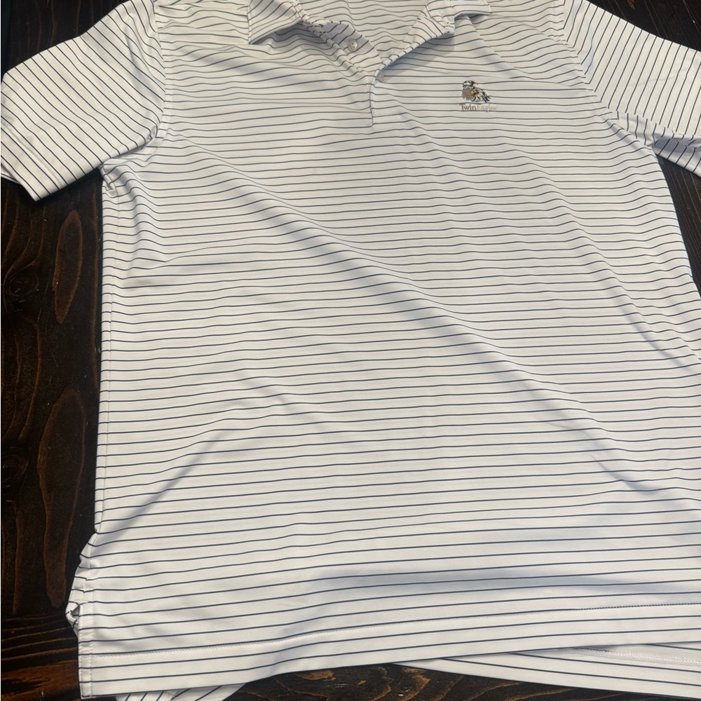 Peter Millar White and Black Striped Polo Shirt